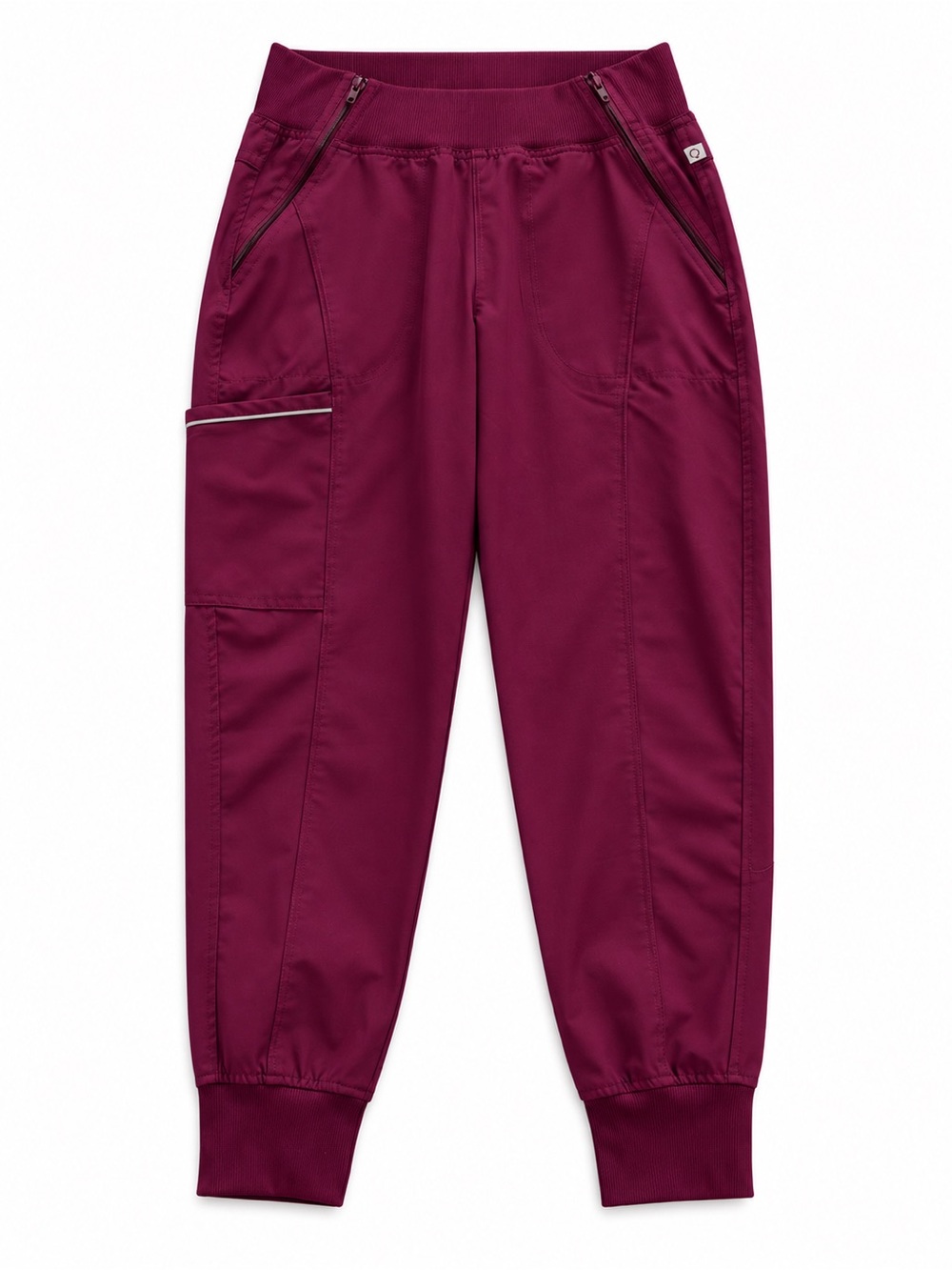 CHEROKEE INFINITY JOGGER SCRUB PANTS WOMENS XSMALL PETITE WINE ZIP POCKETS